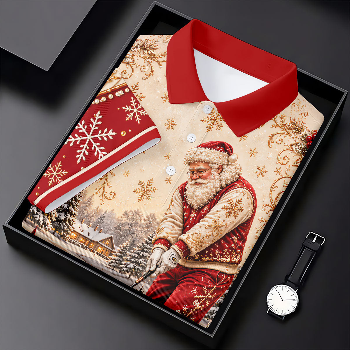 Vintage Santa Winter Christmas Golf Shirt, Ladies Golf Shirts, Golf Gifts For Women