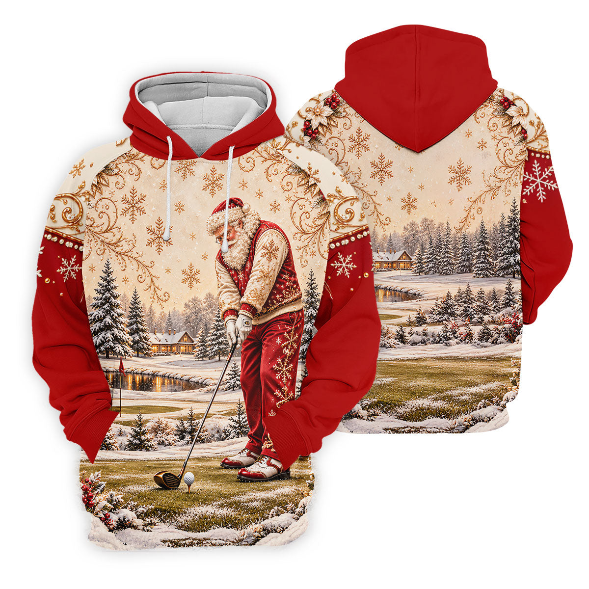 Vintage Santa Winter Christmas Golf Shirt, Ladies Golf Shirts, Golf Gifts For Women