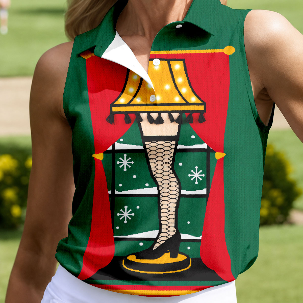 Festive Leg Lamp Christmas Golf Shirt, Golf Tops For Women, Women's Golf Apparel