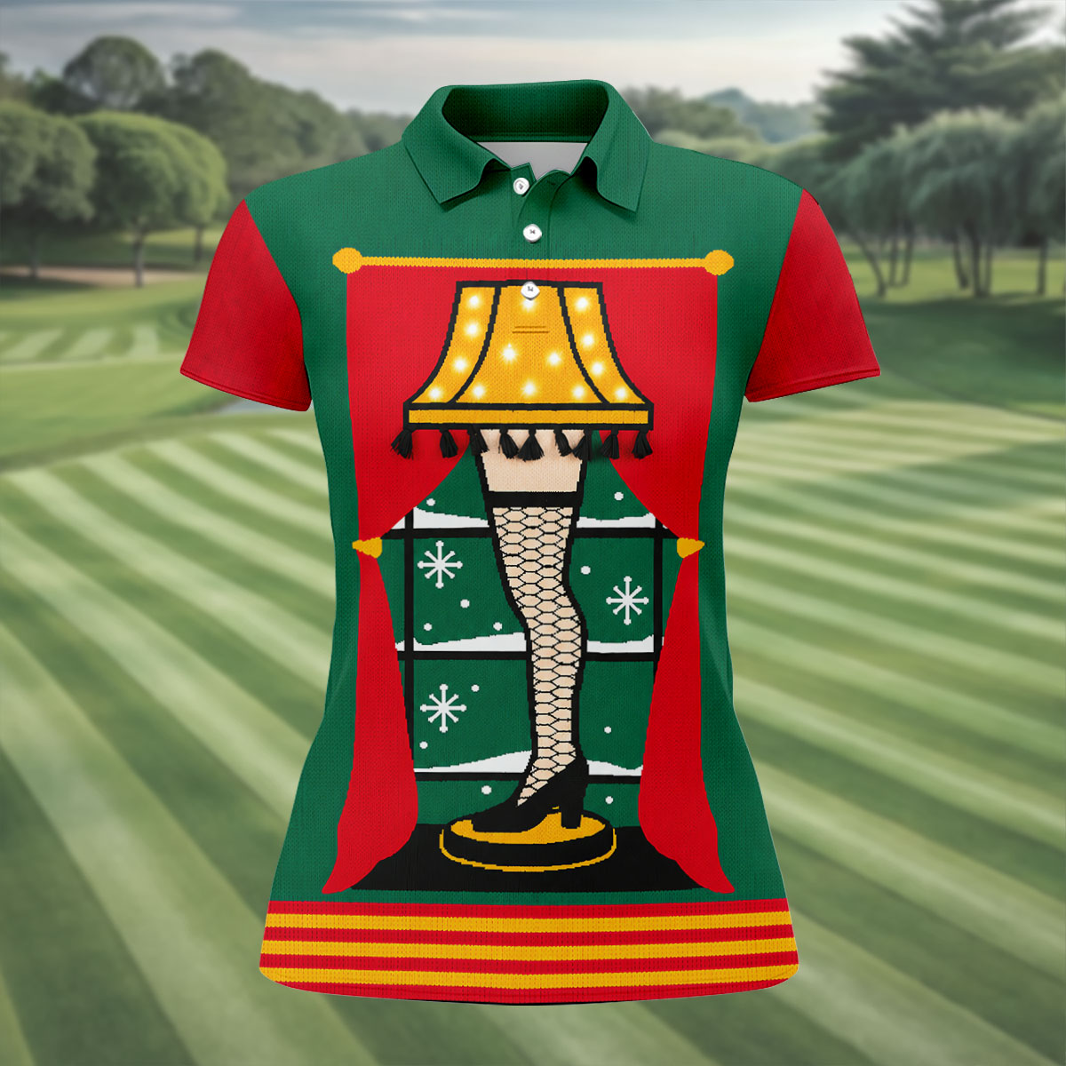 Festive Leg Lamp Christmas Golf Shirt, Golf Tops For Women, Women's Golf Apparel