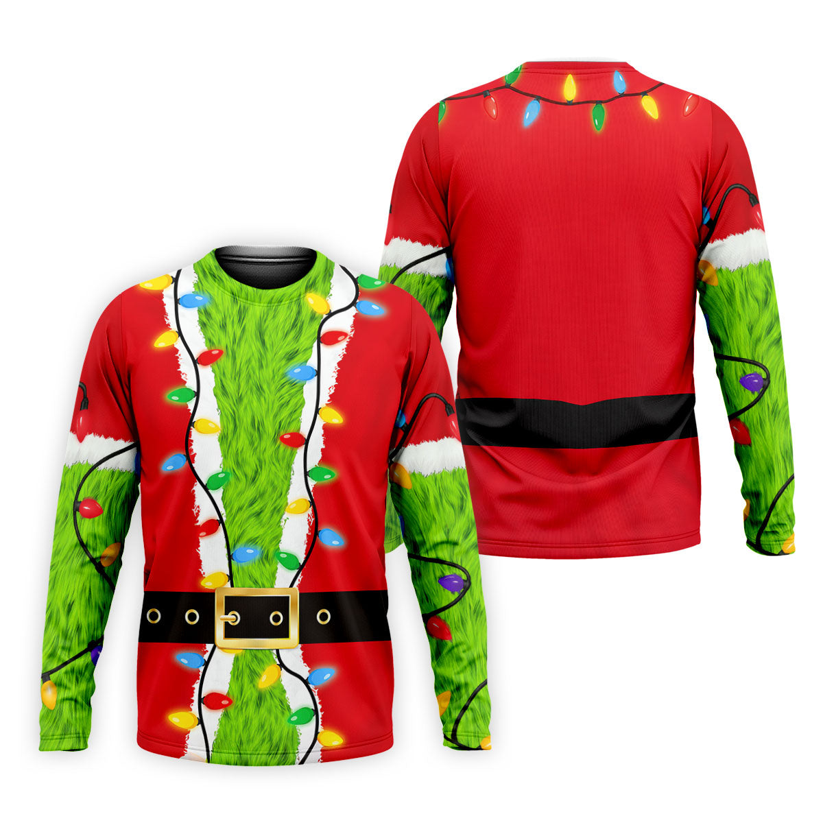 Green Furry Santa Suit Christmas Golf Shirt, Golf Shirts For Men, Golf Polo For Men