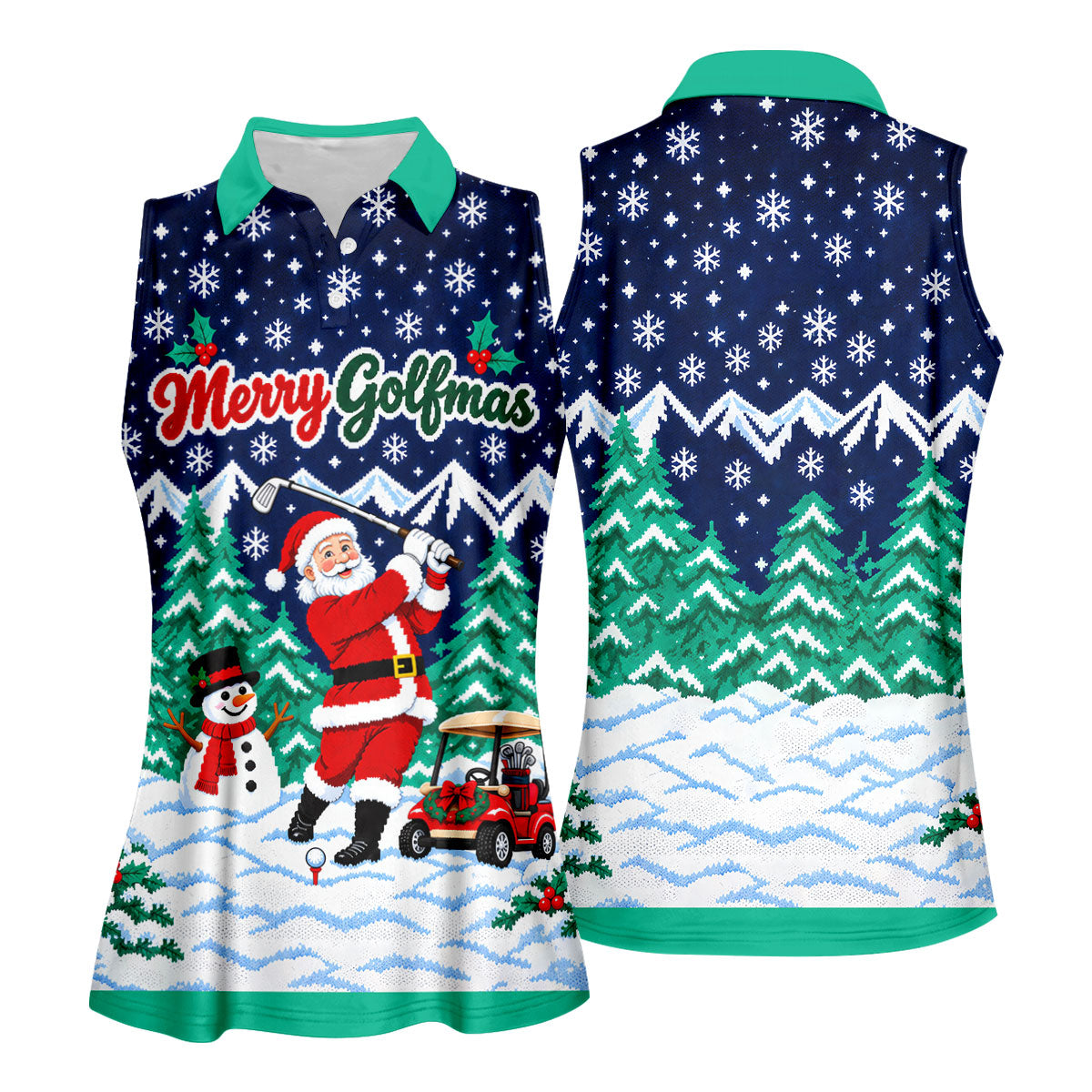 Merry Golfmas Santa Christmas Golf Shirt, Womens Golf Tops, Golf Shirts For Women