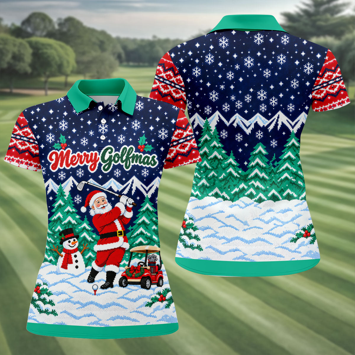 Merry Golfmas Santa Christmas Golf Shirt, Womens Golf Tops, Golf Shirts For Women