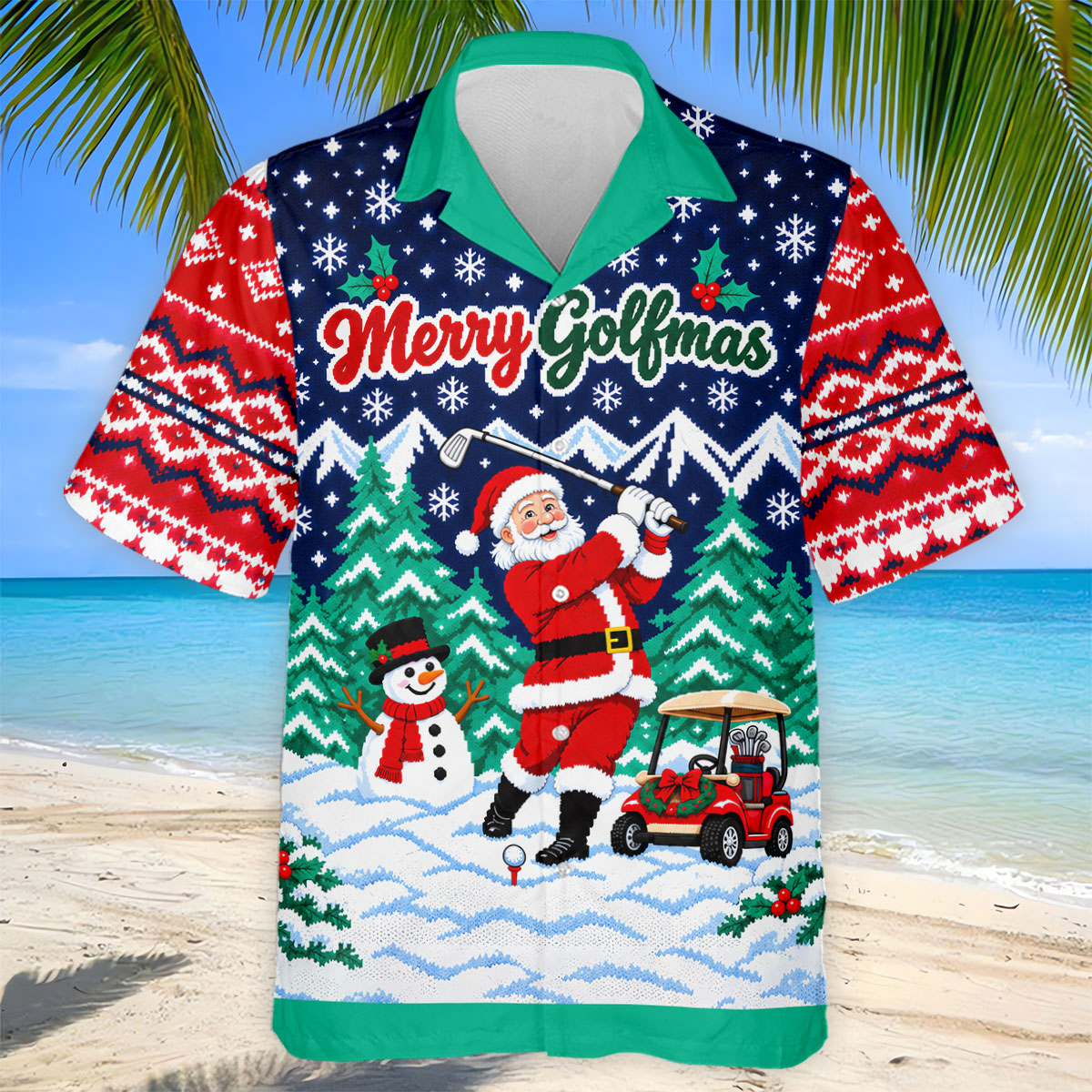 Merry Golfmas Santa Christmas Golf Shirt, Golf Shirts For Men, Mens Golf Clothing
