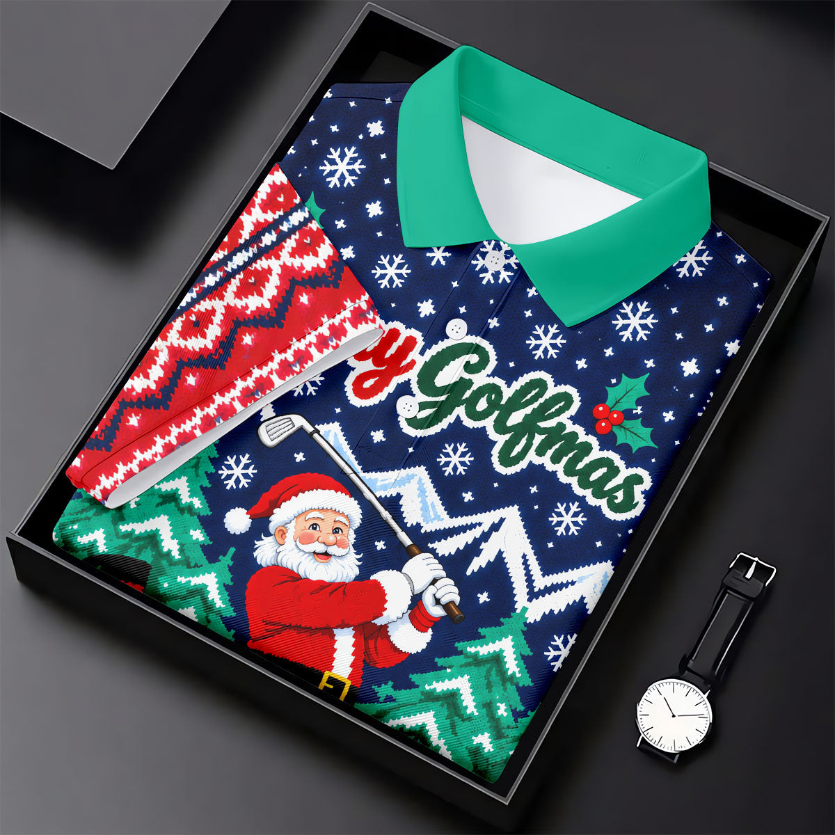 Merry Golfmas Santa Christmas Golf Shirt, Golf Shirts For Men, Mens Golf Clothing