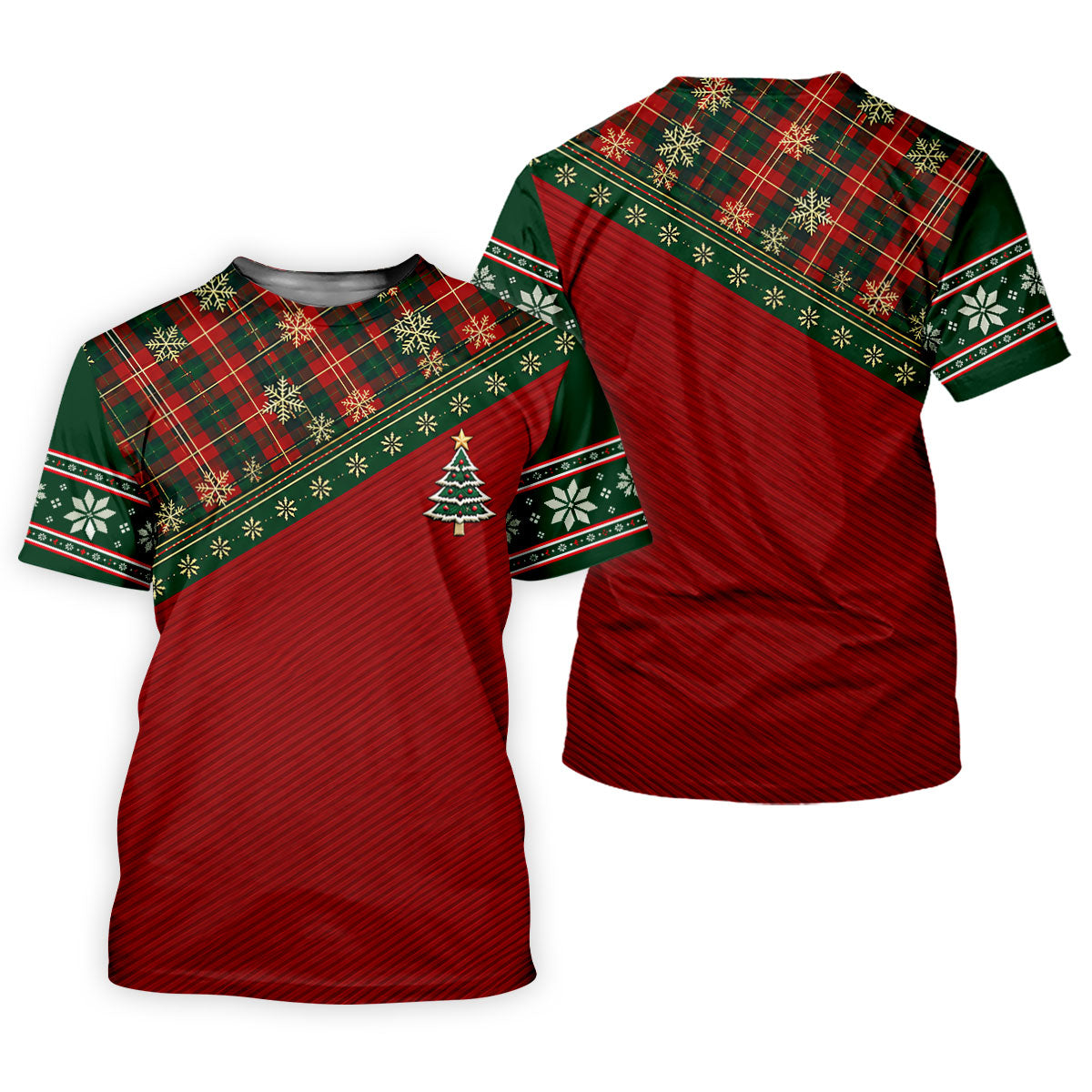 Red Plaid Tree Christmas Golf Shirt, Hawaiian Golf Shirt, Golf Polo Shirts For Men