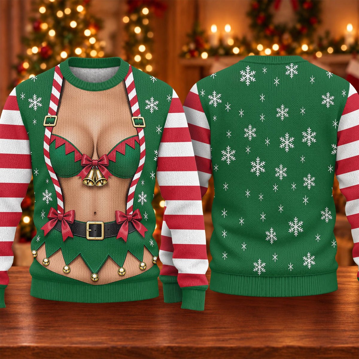 Funny Elf Costume Ugly Christmas Sweater, Ugly Sweater Party, Funny Christmas Sweater