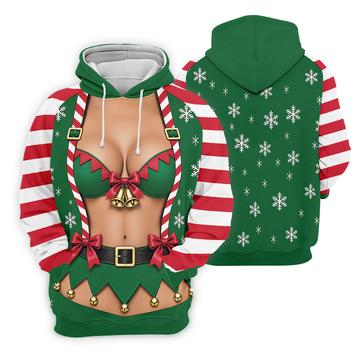 Green Elf Bikini Christmas Golf Polo, Golf Shirts For Men, Long Sleeve Polo Shirts