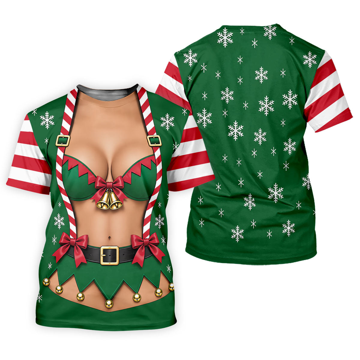 Green Elf Bikini Christmas Golf Polo, Golf Shirts For Men, Long Sleeve Polo Shirts
