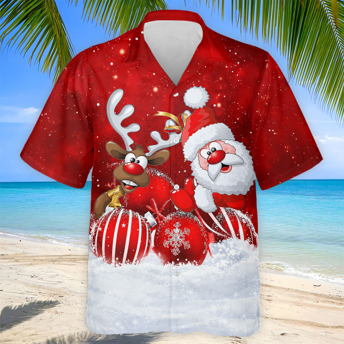 Santa Reindeer Snow Christmas Golf Shirt, Golf Shirts For Men, Golf Gifts For Men