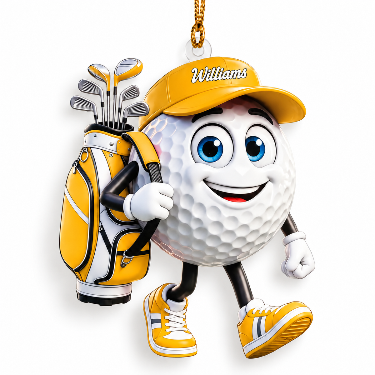 Custom Name Walking Golf Ball Acrylic Ornament, Christmas Tree Decor, Golfer Gifts