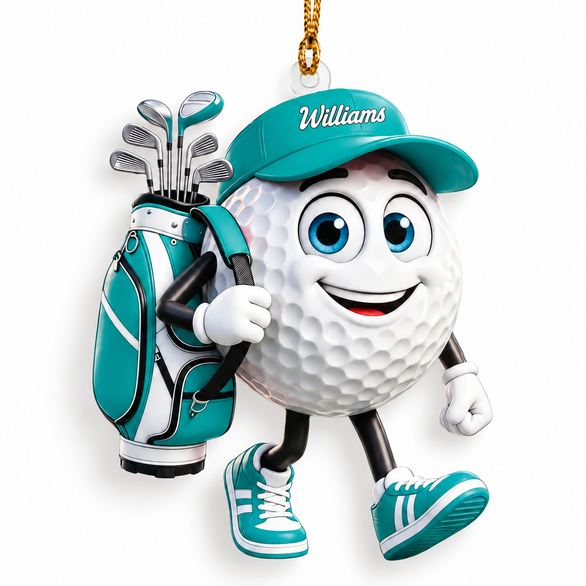 Custom Name Walking Golf Ball Acrylic Ornament, Christmas Tree Decor, Golfer Gifts