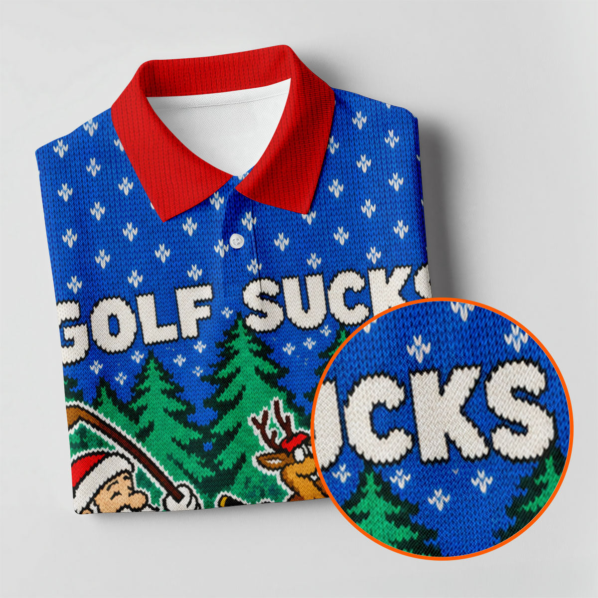 Golf Sucks Santa Christmas Golf Shirt, Mens Golf Shirts, Mens Holiday Golf Shirts
