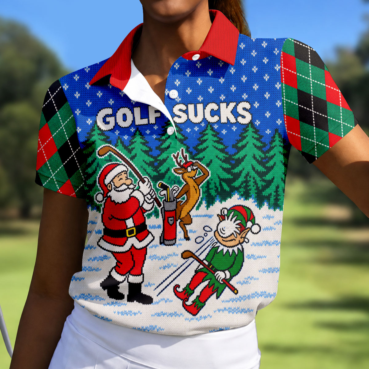Golf Sucks Santa Christmas Golf Shirt, Womens Golf Apparel, Golf Shirts For Women