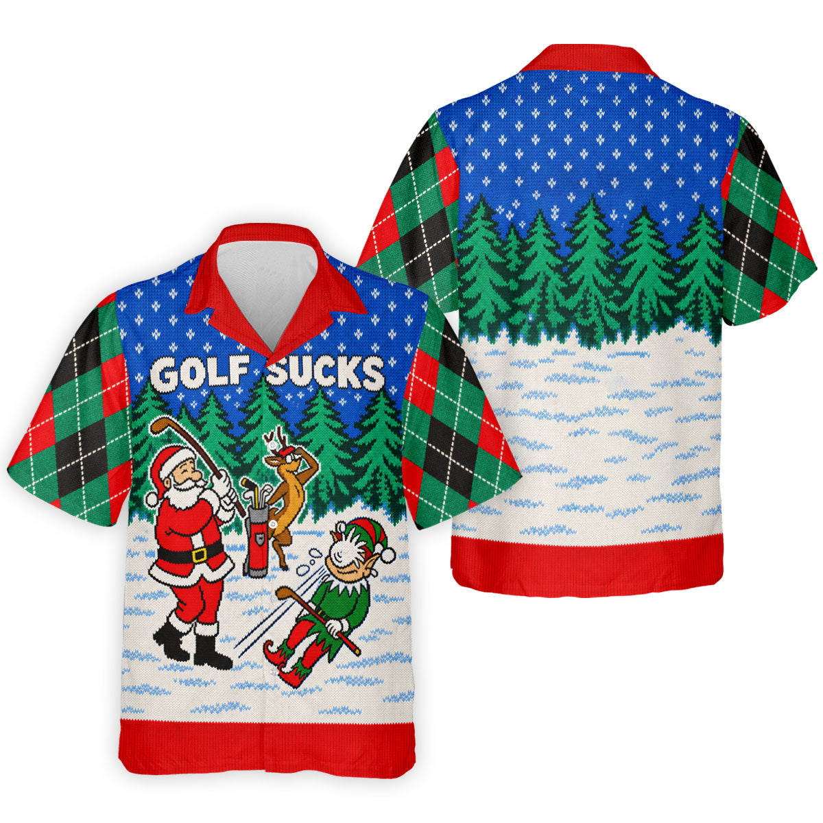 Golf Sucks Santa Christmas Golf Shirt, Mens Golf Shirts, Mens Holiday Golf Shirts
