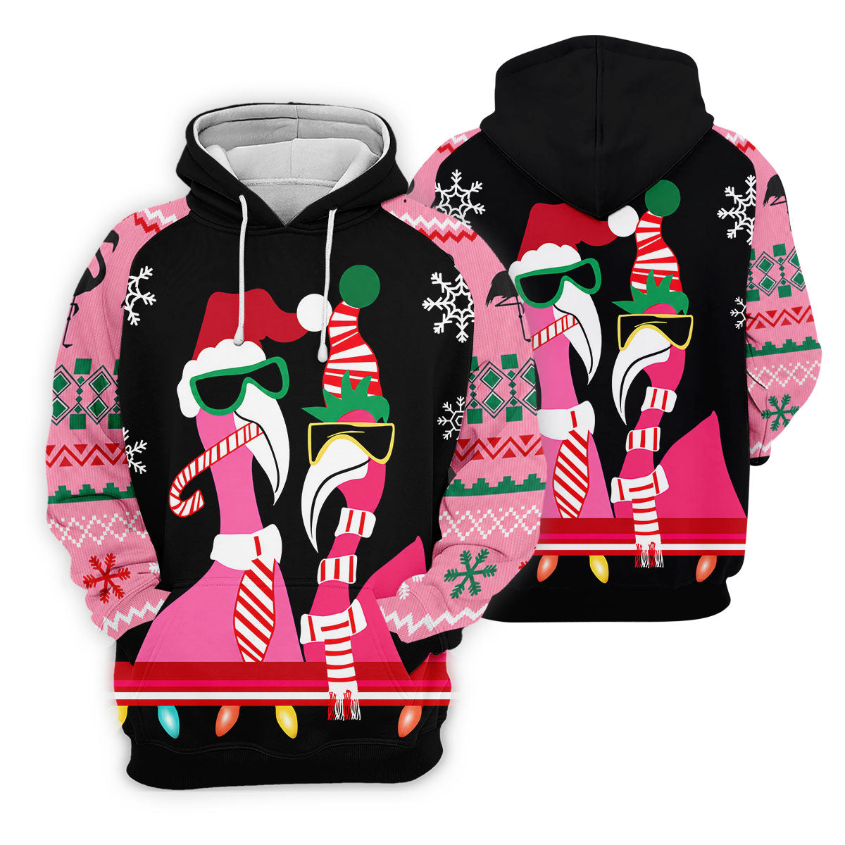 Pink Flamingo Christmas Pattern Golf Shirt, Womens Golf Tops, Ladies Golf Shirts
