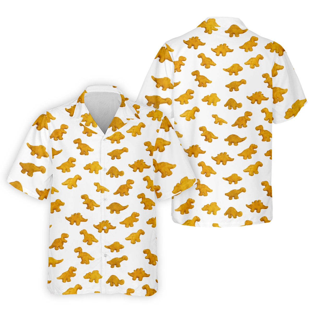 Cute Dinosaur Cookie Pattern Men's Golf Shirt, Golf Shirts For Men, Printed Golf Shirts