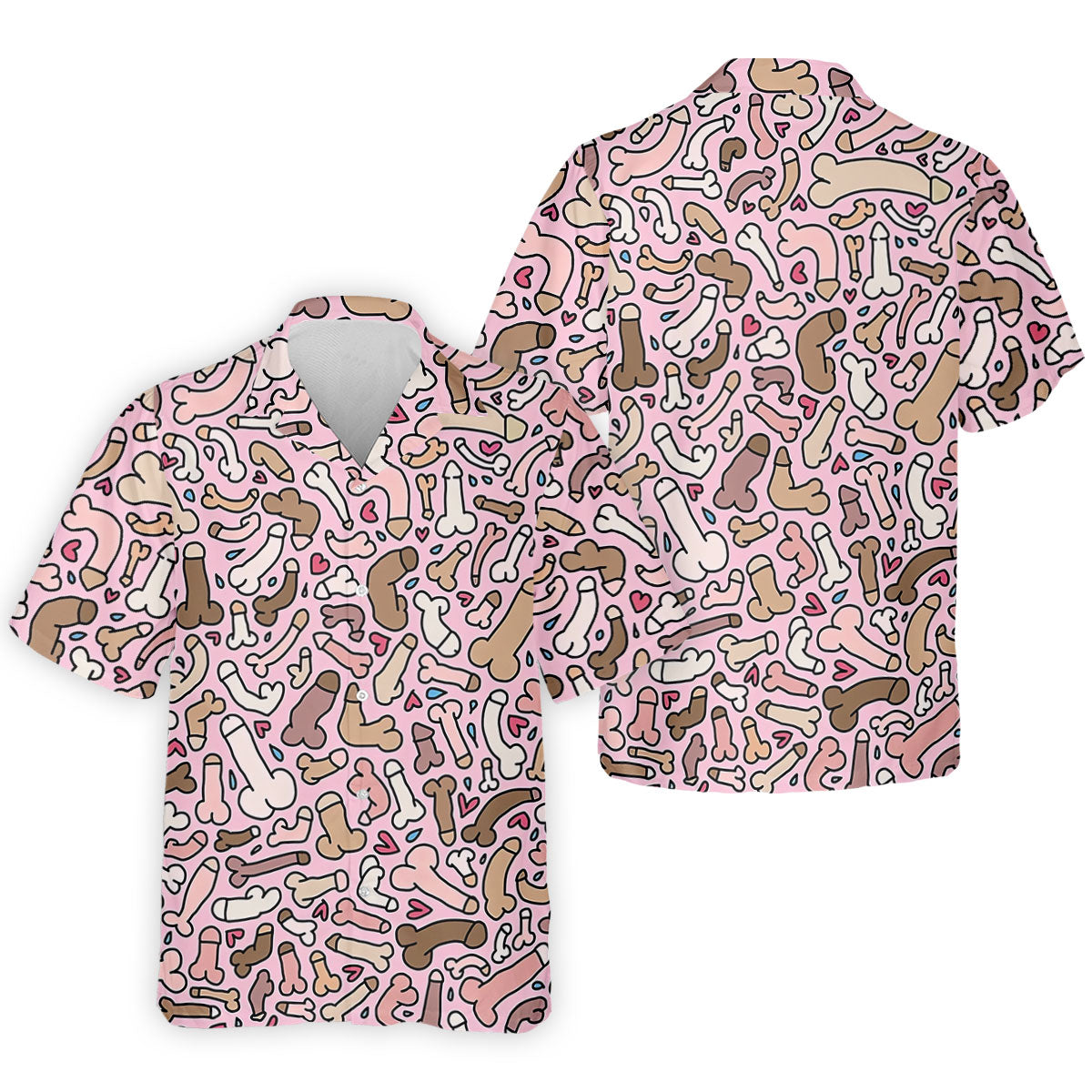 Funny Adult Doodle Pink Pattern Polo Shirt, Mens Golf Polo, Golf Shirts For Men