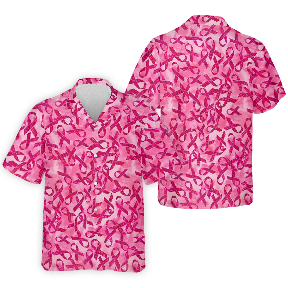 Pink Ribbon Breast Cancer Pattern Polo Shirt, Hawaiian Golf Shirt, Golf Shirts For Men
