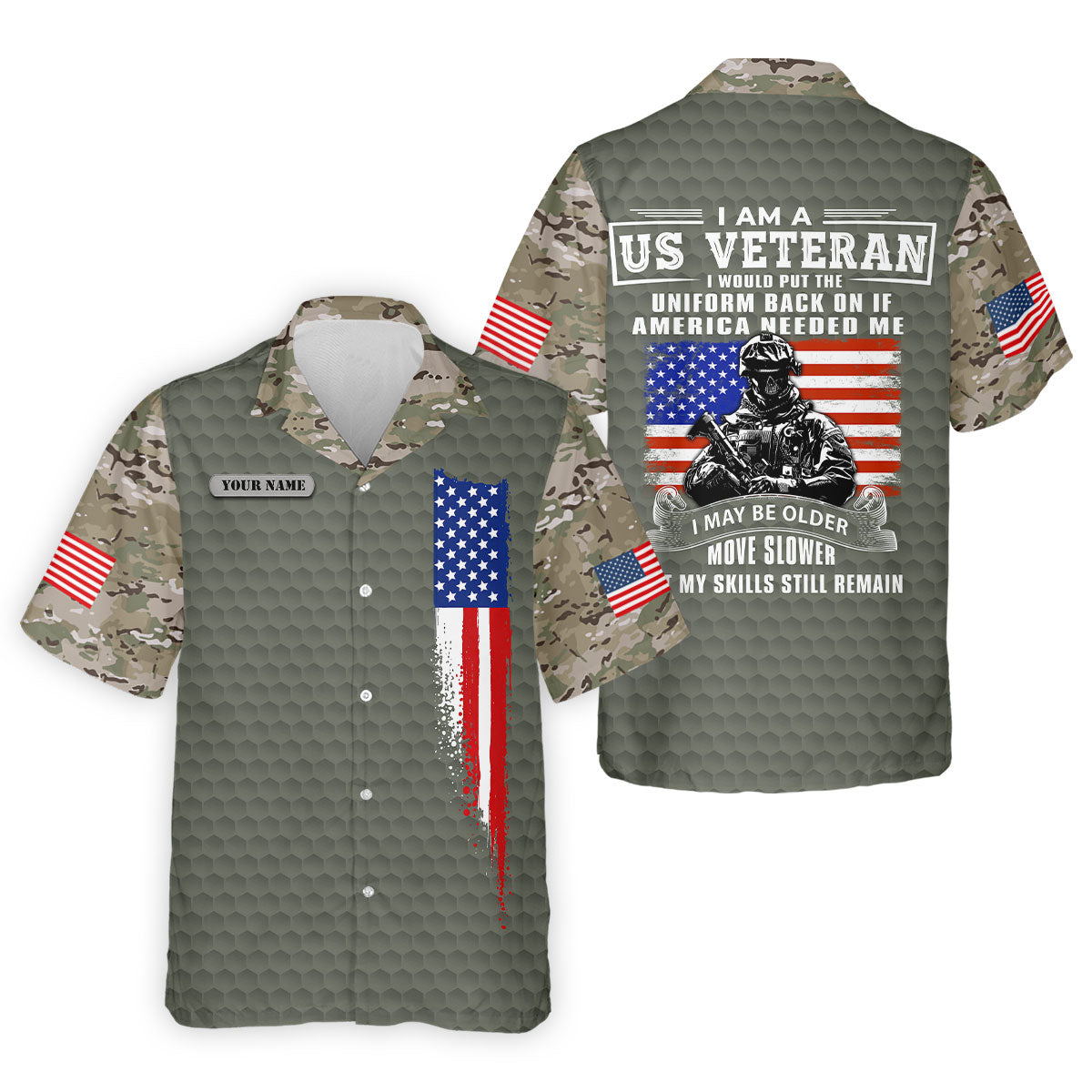 I Am A US Veteran American Flag Camo Golf Shirt, 250 Years 4th Of July Golf Shirts For Men