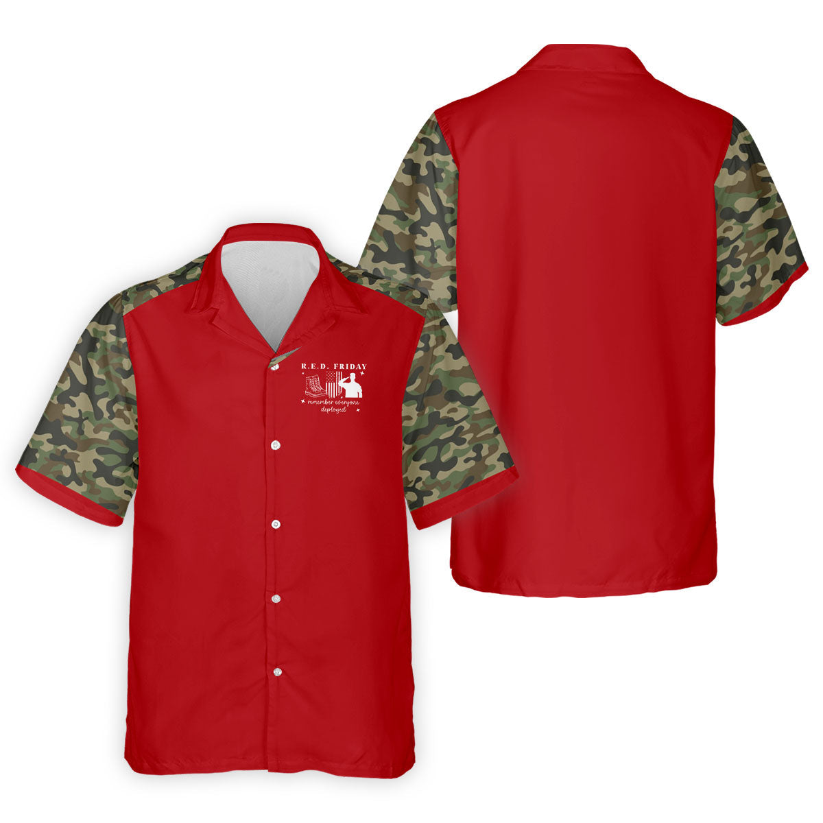 RED Friday Camo Red Patriotic 4th Of July Golf Shirt, 250th Anniversary Golf Shirts For Men