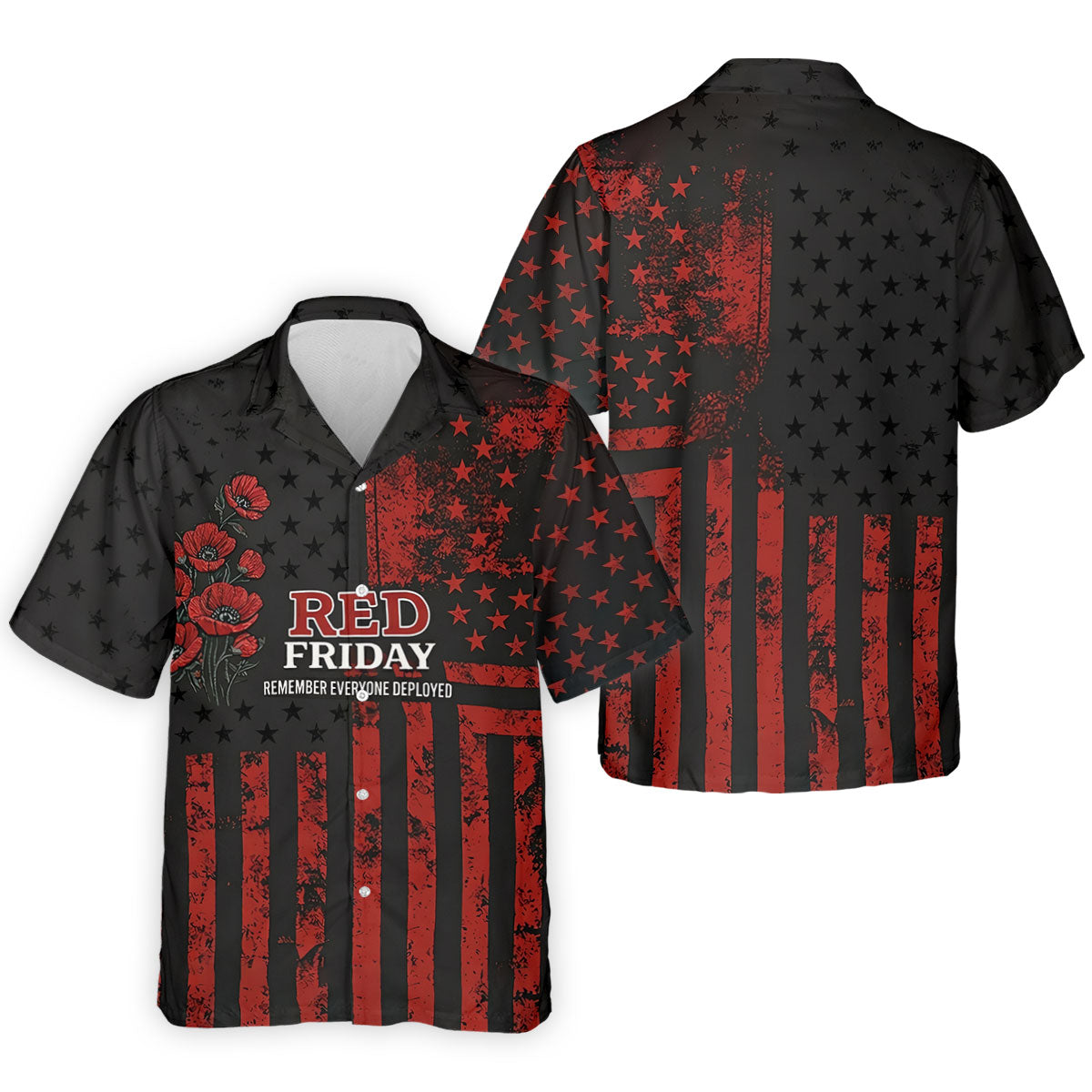 Red Friday American Flag Poppy Golf Polo Shirt, Mens Golf Apparel, Printed Golf Shirts