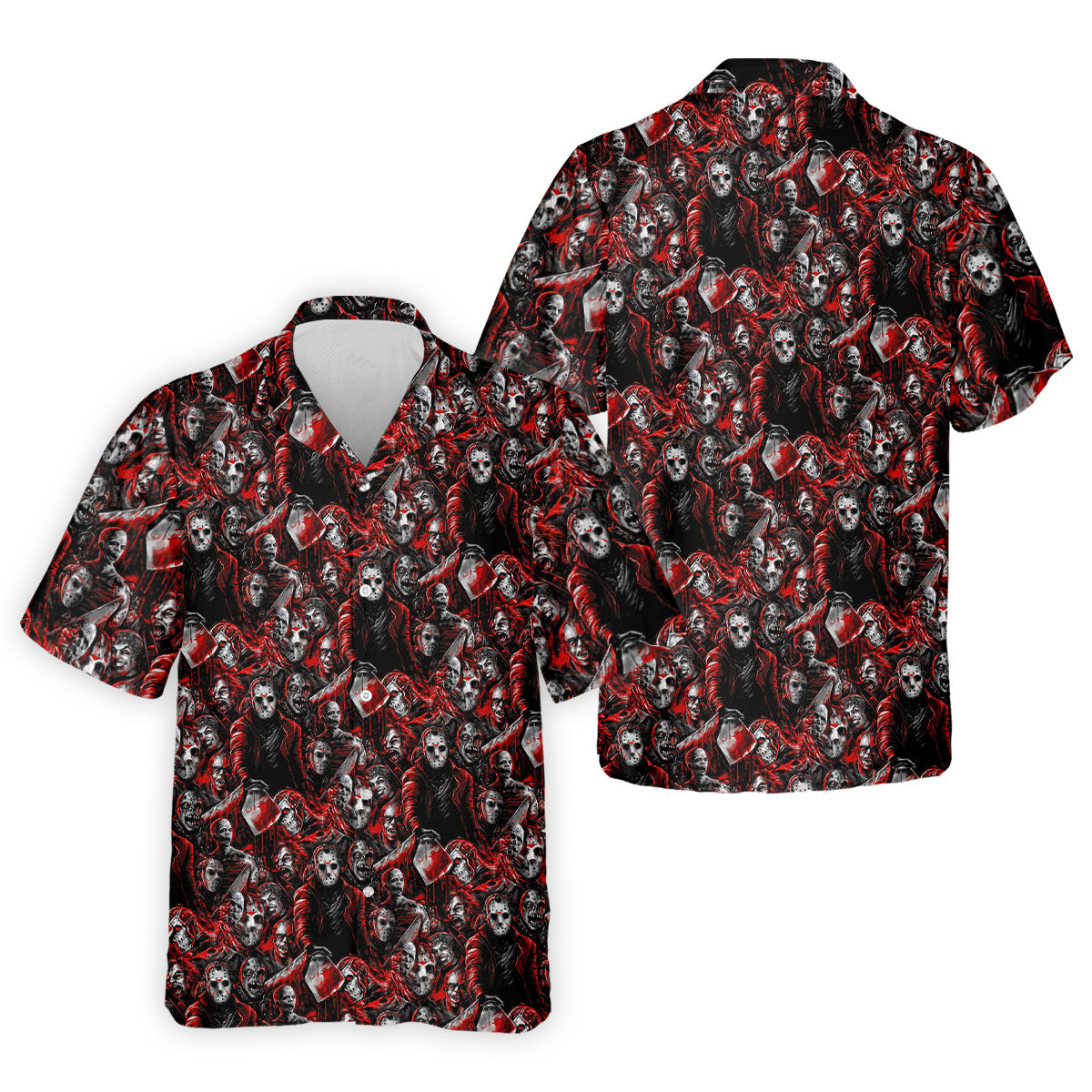 Horror Character Slasher Pattern Golf Polo Shirt, Mens Golf Shirts, Hawaiian Golf Shirt