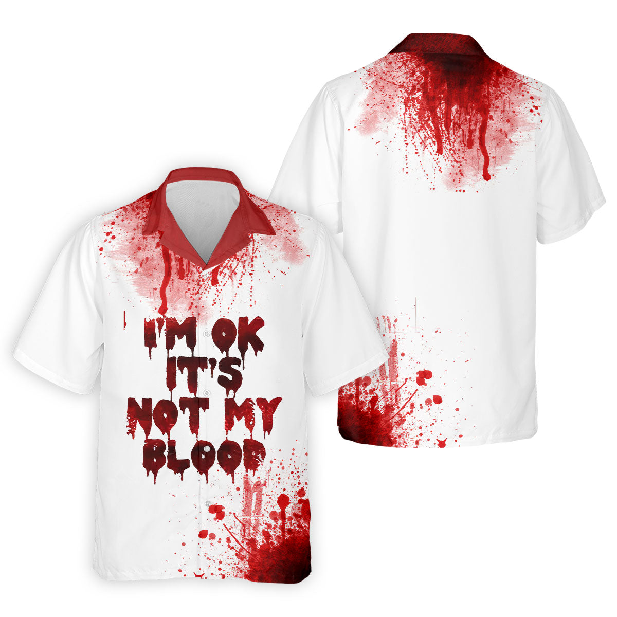 It's OK It's Not My Blood Halloween Blood Splatter Golf Tops For Men, Horror Blood Polo ShirtFor Men
