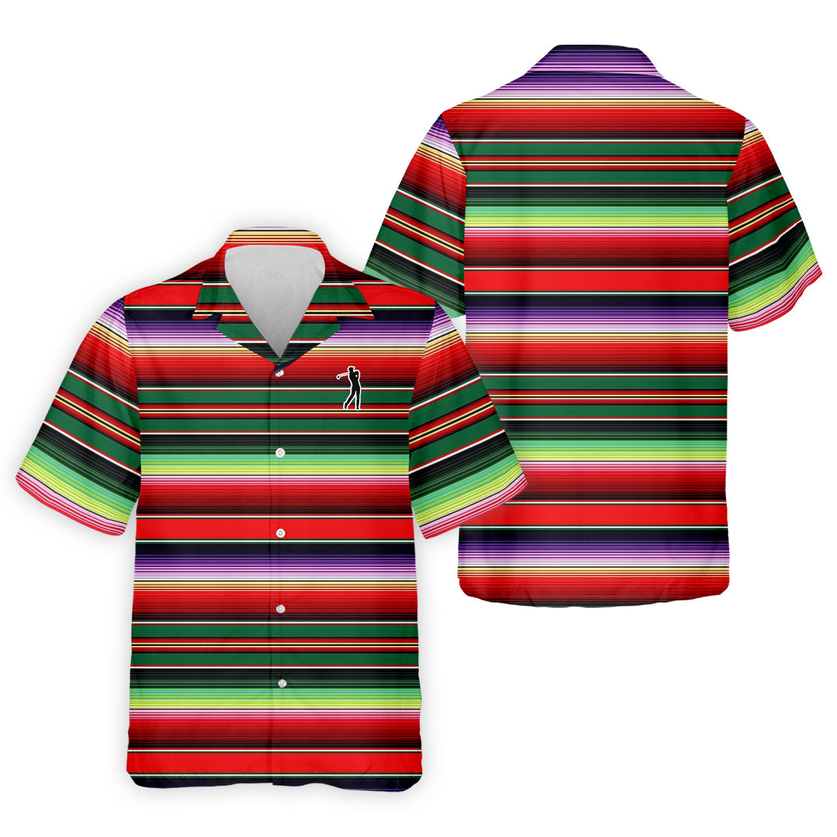 Colorful Stripes Sarape Pattern Cinco De Mayo Celebration Fiesta Themed Golf Shirts For Men