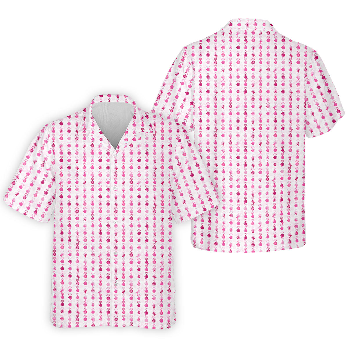 Pink Ribbon Finger Touch Breast Cancer Polo Shirt, Mens Golf Polo, Golf Apparel For Men