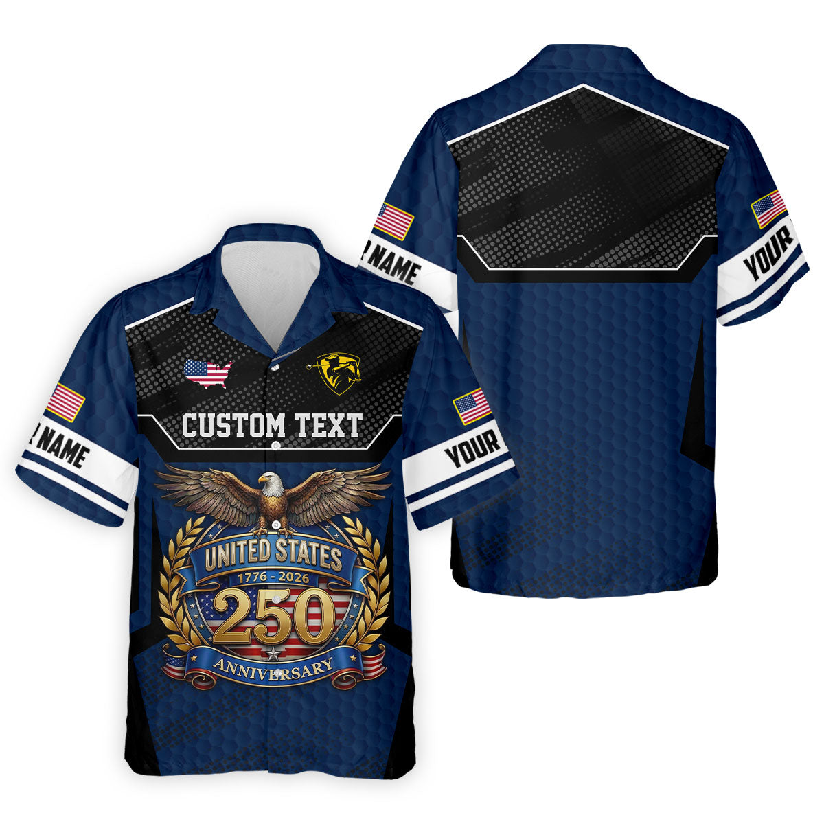 US 250 Anniversary Patriotic 4th Of July Navy Golf Shirt, Polo Shirts For Men, Golf Shirts For Men