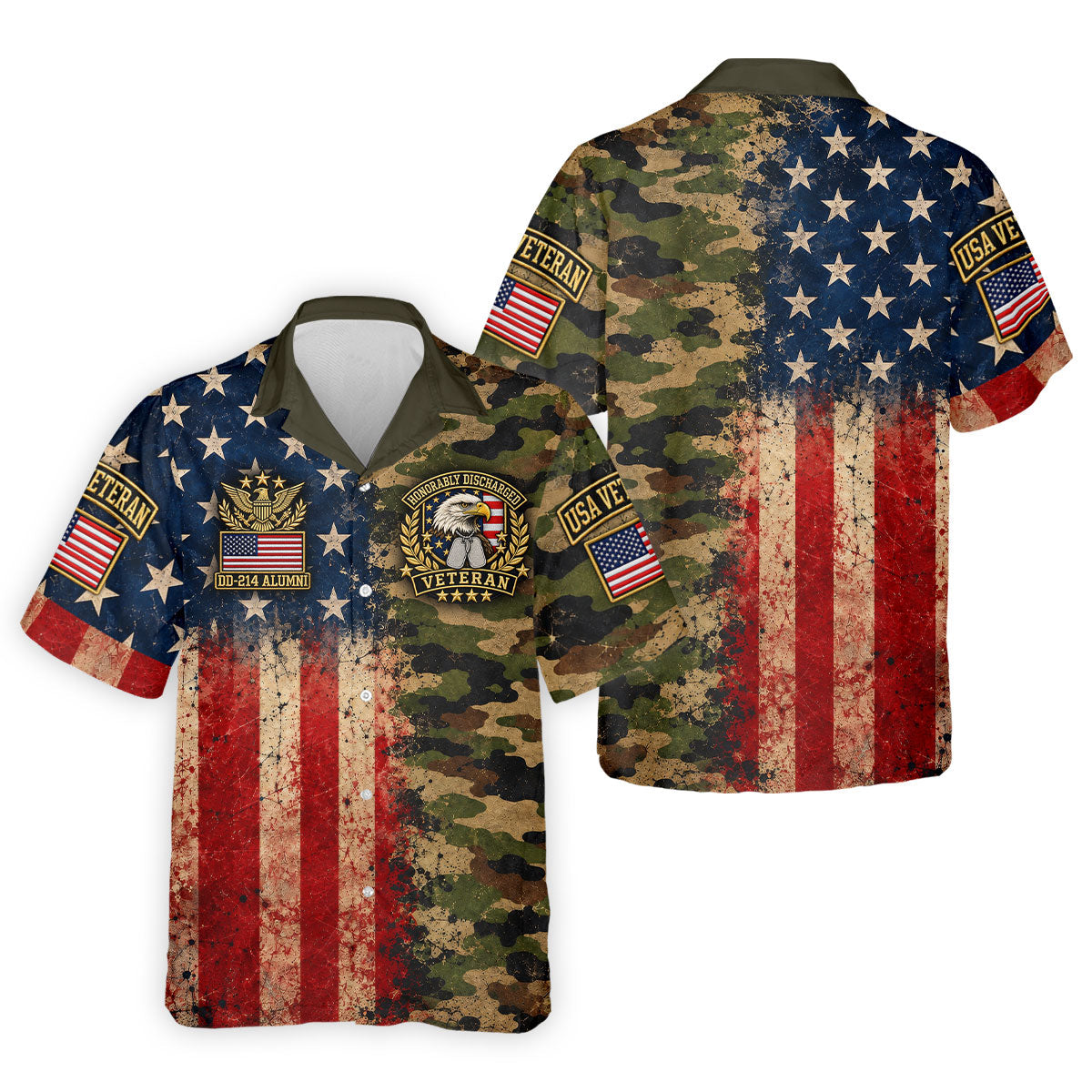 DD-214 Eagle Split USA Flag Camo Polo Shirt, Veterans Day Shirt, Golf Shirts For Men