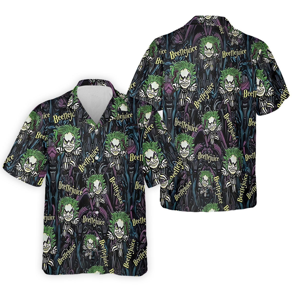 Halloween Horror Character Cartoon Hawaiian Golf Shirt, Men's Golf Shirt, Printed Golf Polo Shirt