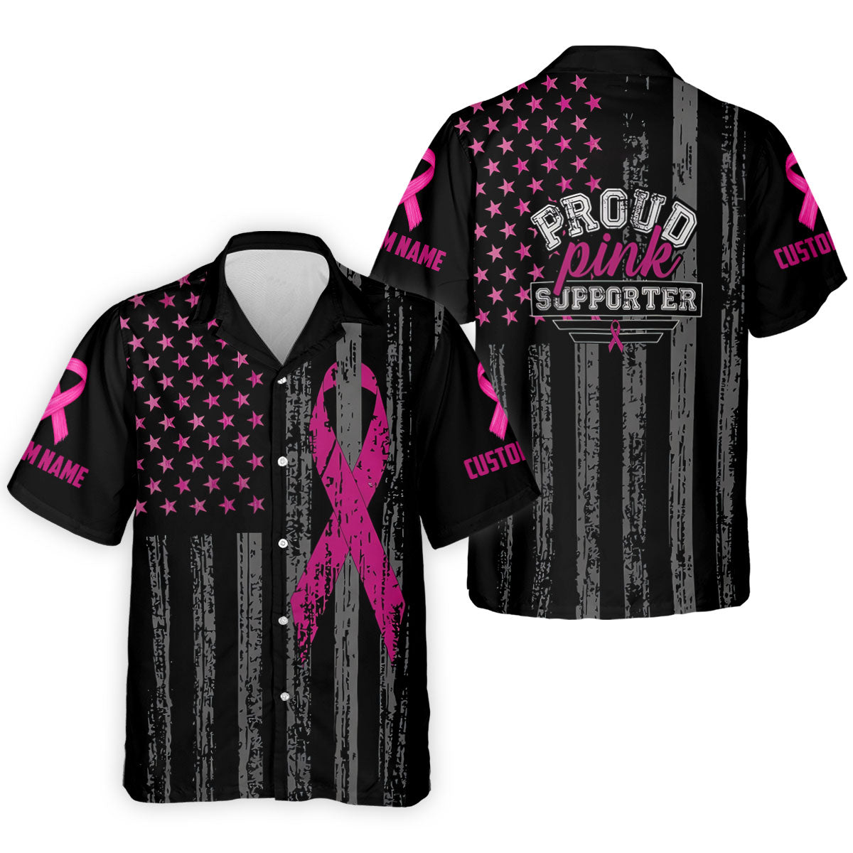 Custom Proud Pink Supporter Breast Cancer Men Polo Shirt, Mens Golf Polo, Awareness Golf Shirts