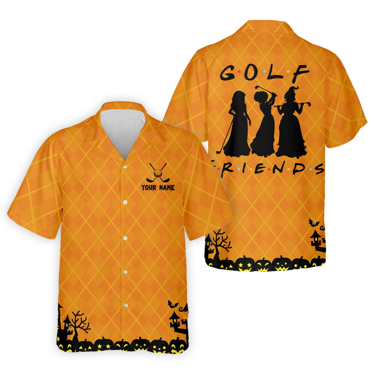 Your Name Golf Friends Horror Character Polo Shirt, Polo Shirts For Men, Halloween Shirt