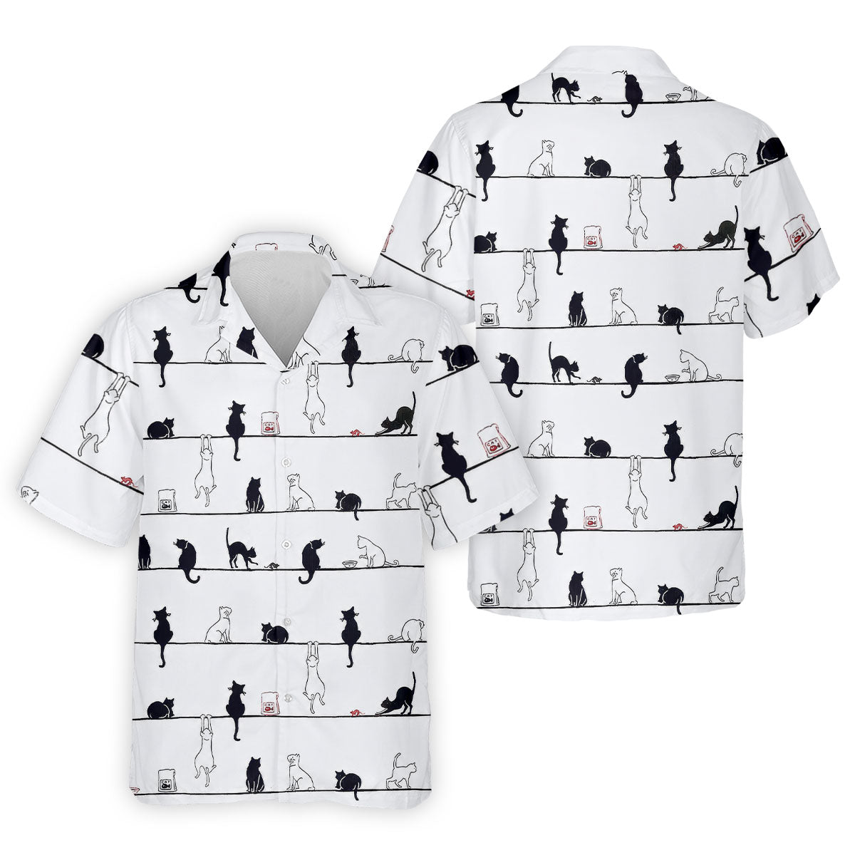 Cute Black and White Cats Pattern Golf Shirt, Men's Golf Shirt, Golf Polo Shirts For Men