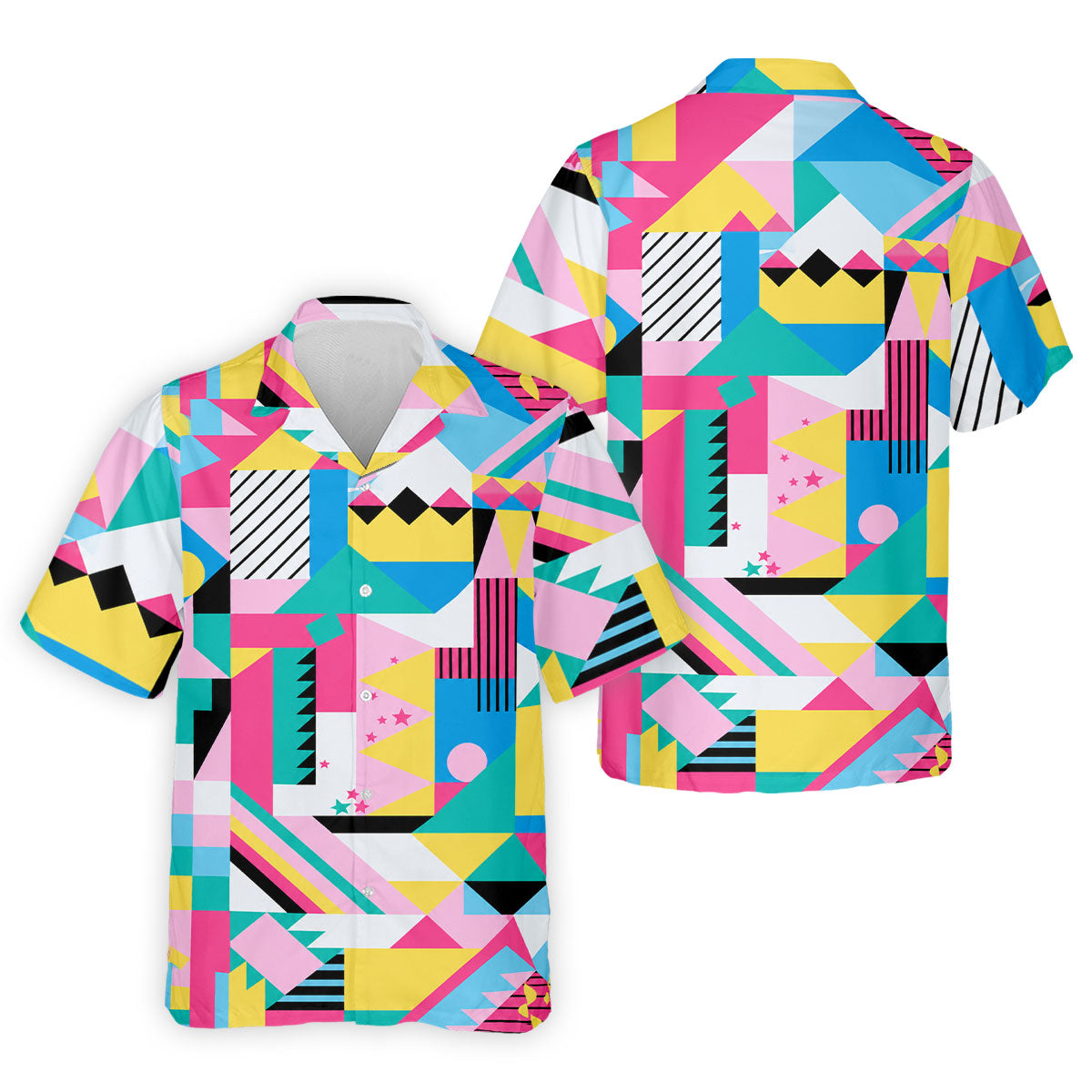 Memphis Pattern Golf Shirt, Retro 80s Geometric Color Block Design, Golf Shirt For Men