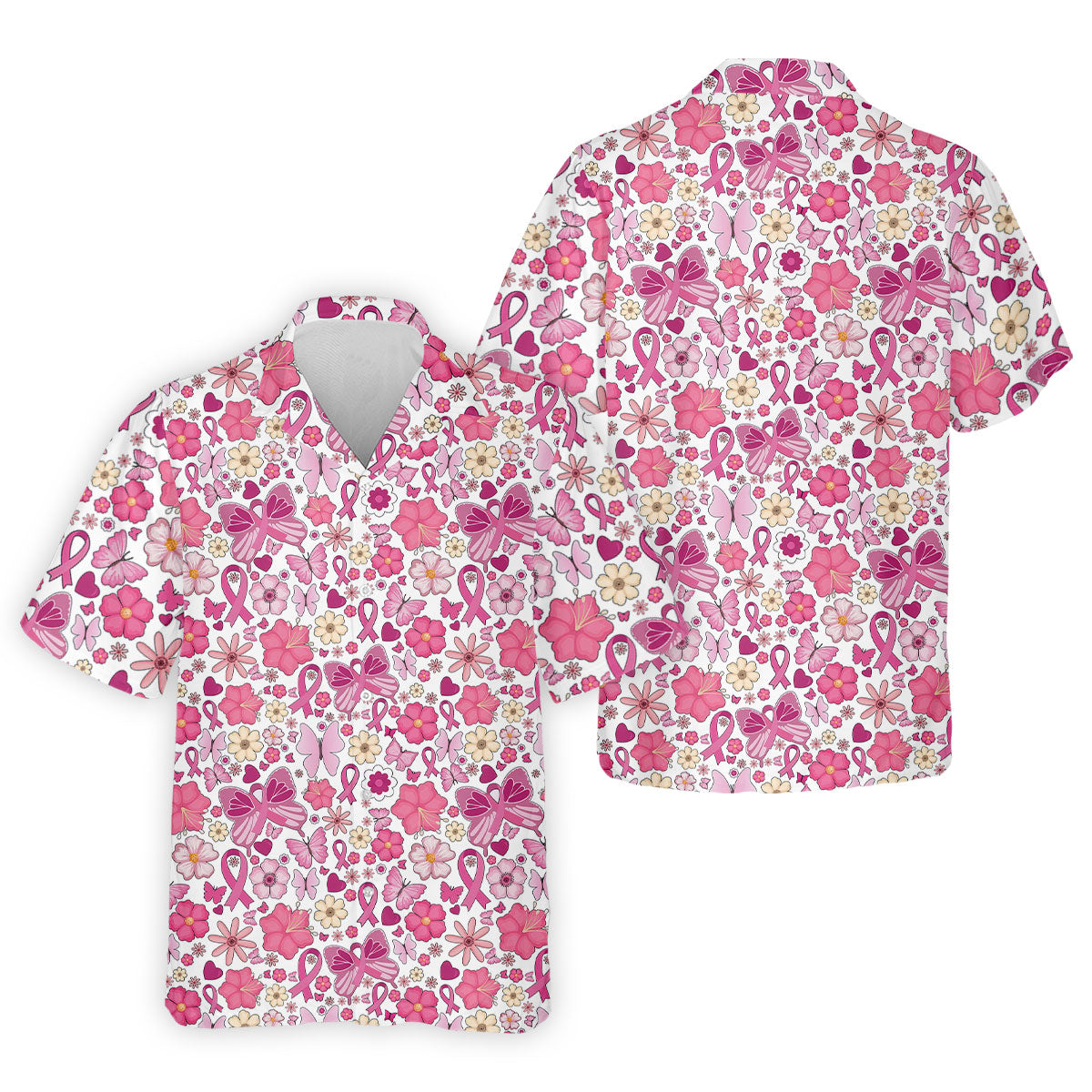 Breast Cancer Pink Ribbon Floral Golf Shirt, Cancer Awareness Shirt, Polo ShirtFor Men, Golfing Apparel
