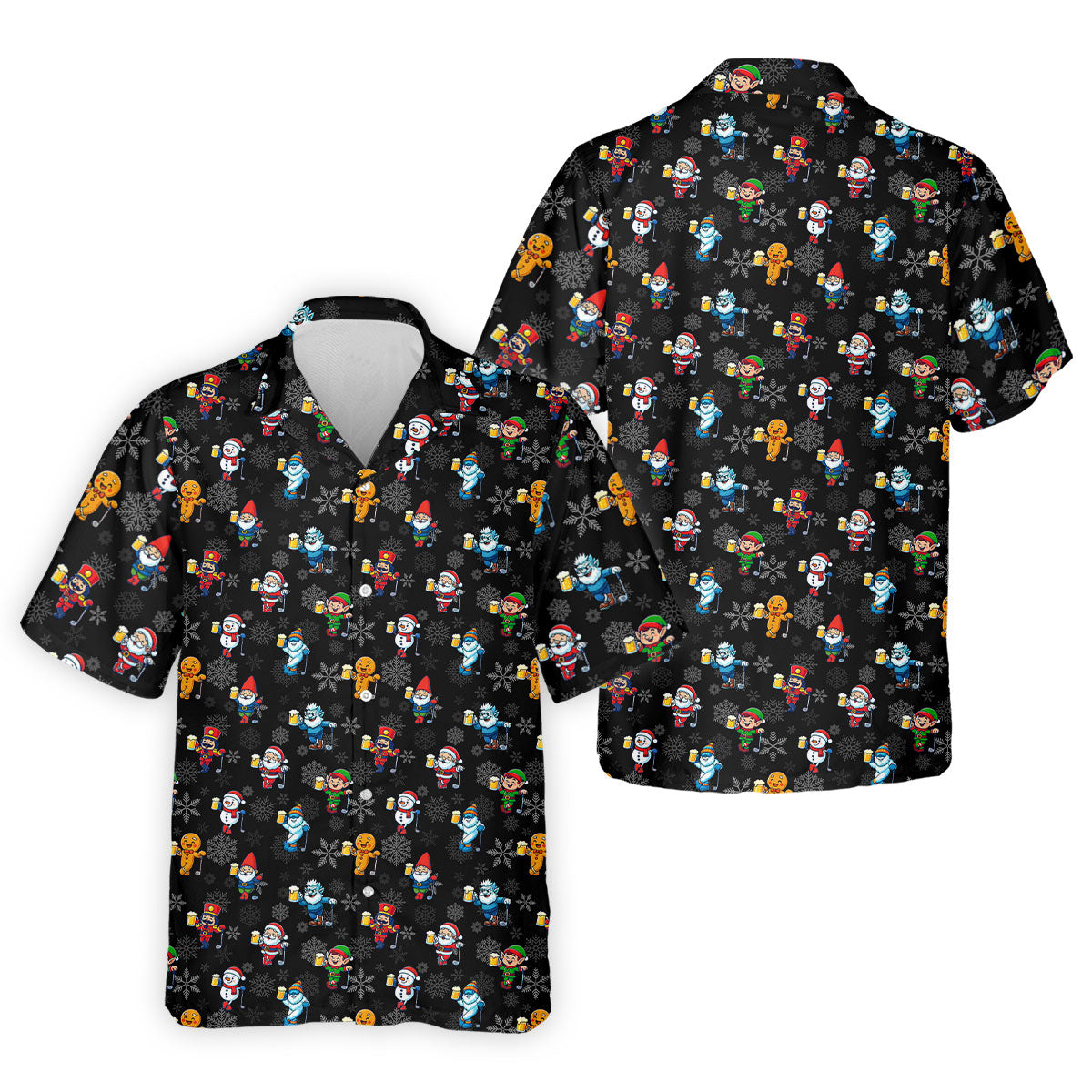 Classic Christmas Characters Black Golf Shirt, Christmas Golf Shirt, Fun Golf Shirts For Men, Polo Shirts For Men