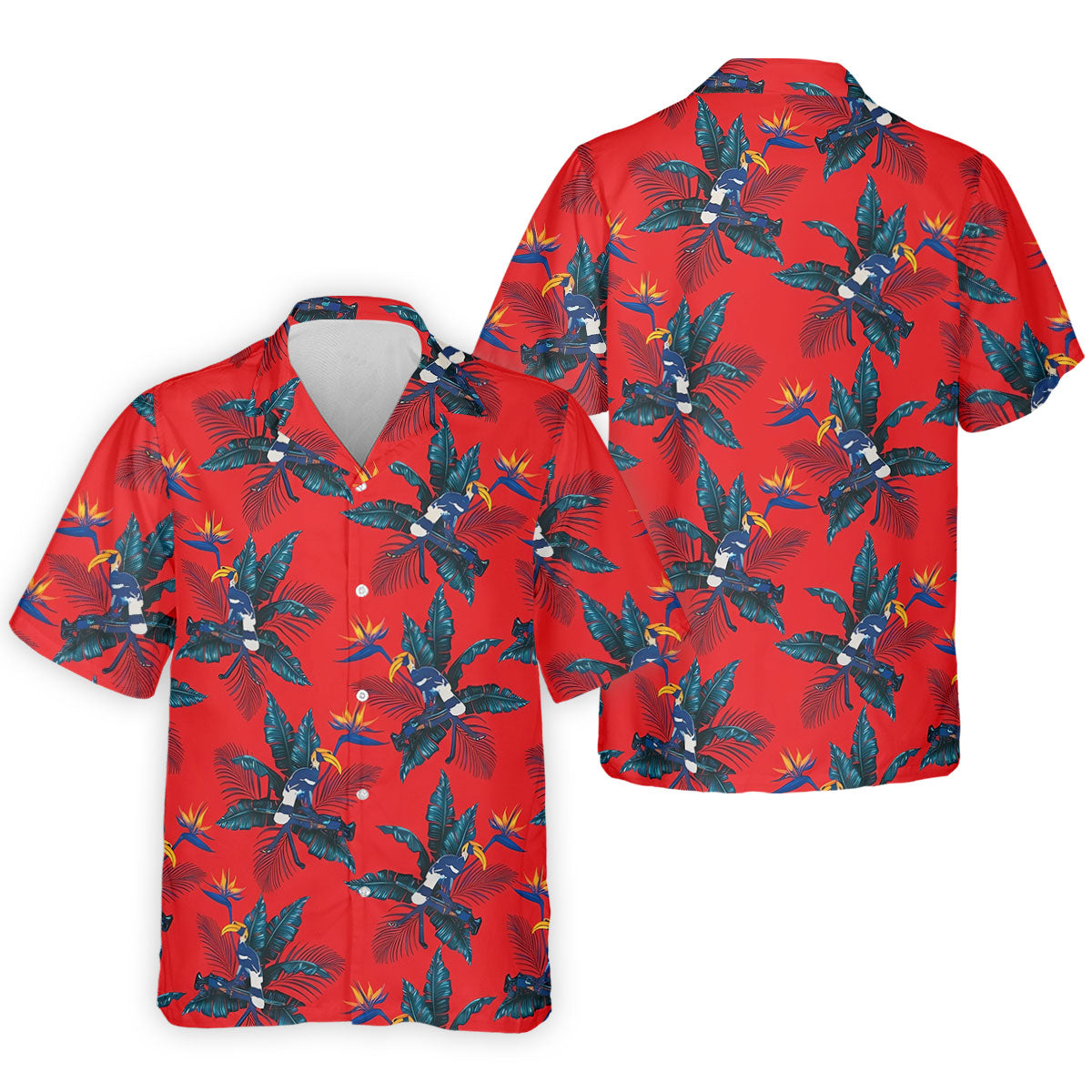 Tropical Toucan Bird Of Paradise Flower Hawaiian Golf Shirt, Summer Vibe Golf Shirts For Men
