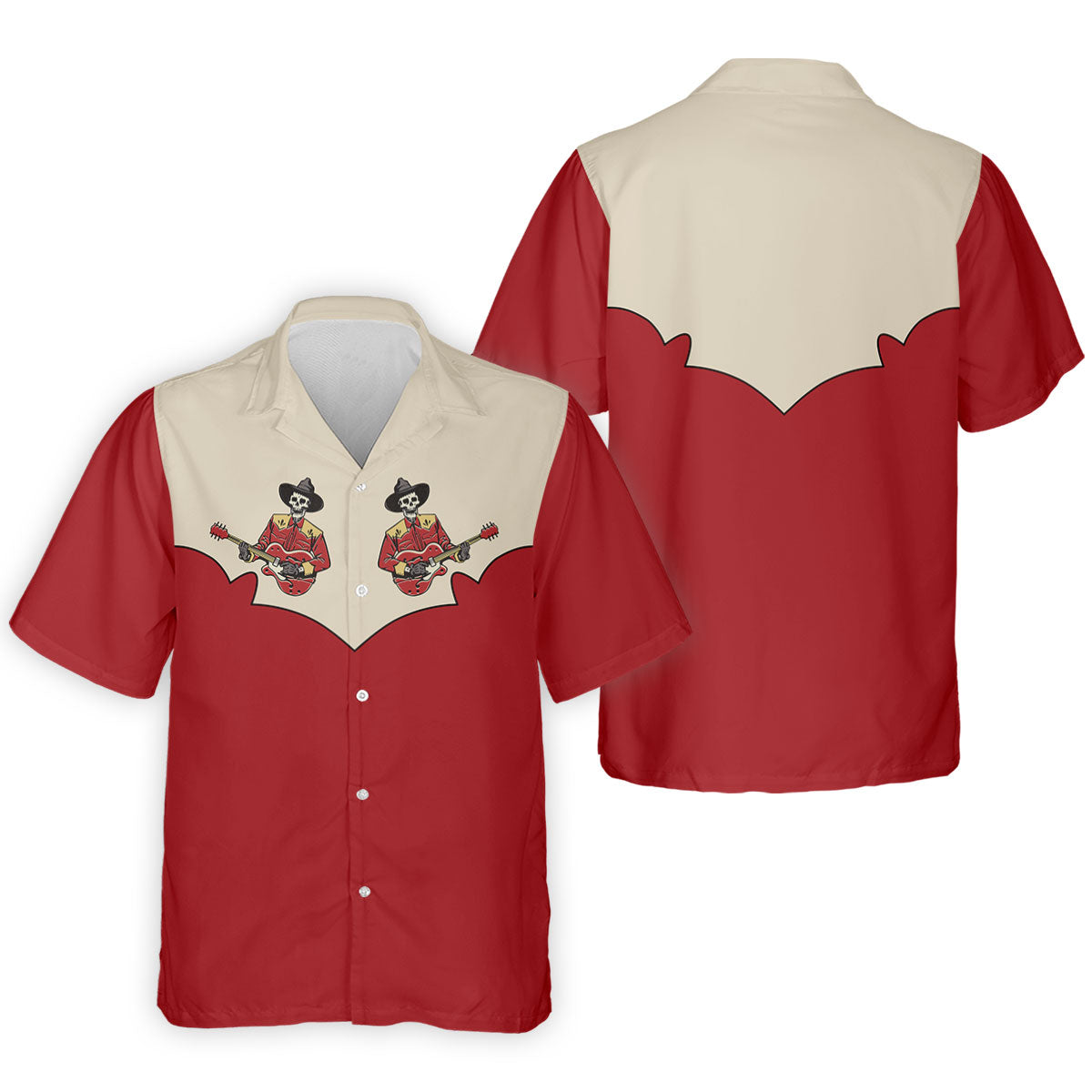 Western Skeleton Guitar Golf Polo Shirt, Golf Polo Shirts For Men, Hawaiian Golf Shirt