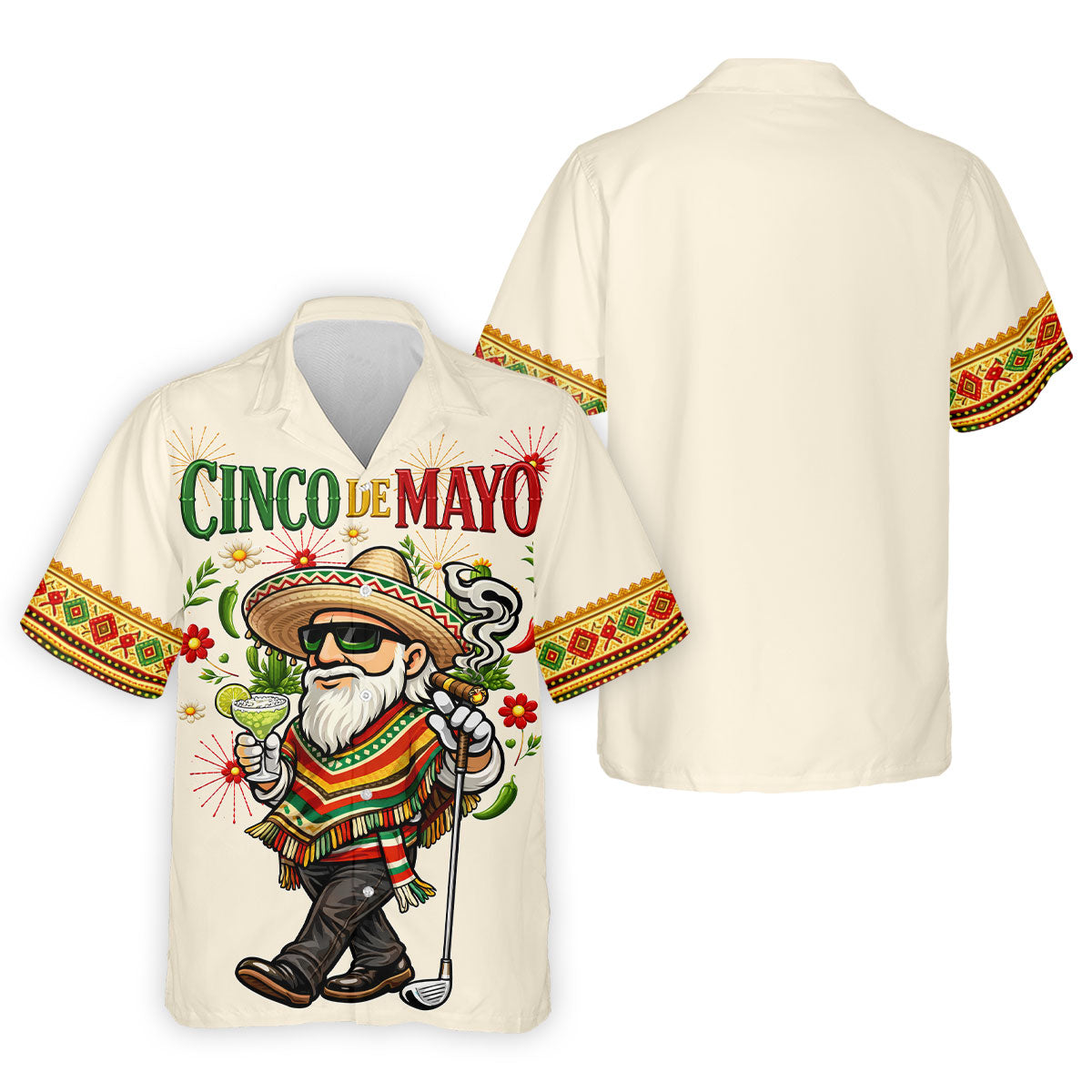 Margarita Man Cinco De Mayo Celebration Beige Golf Shirt, Fiesta Theme Golf Shirts For Men