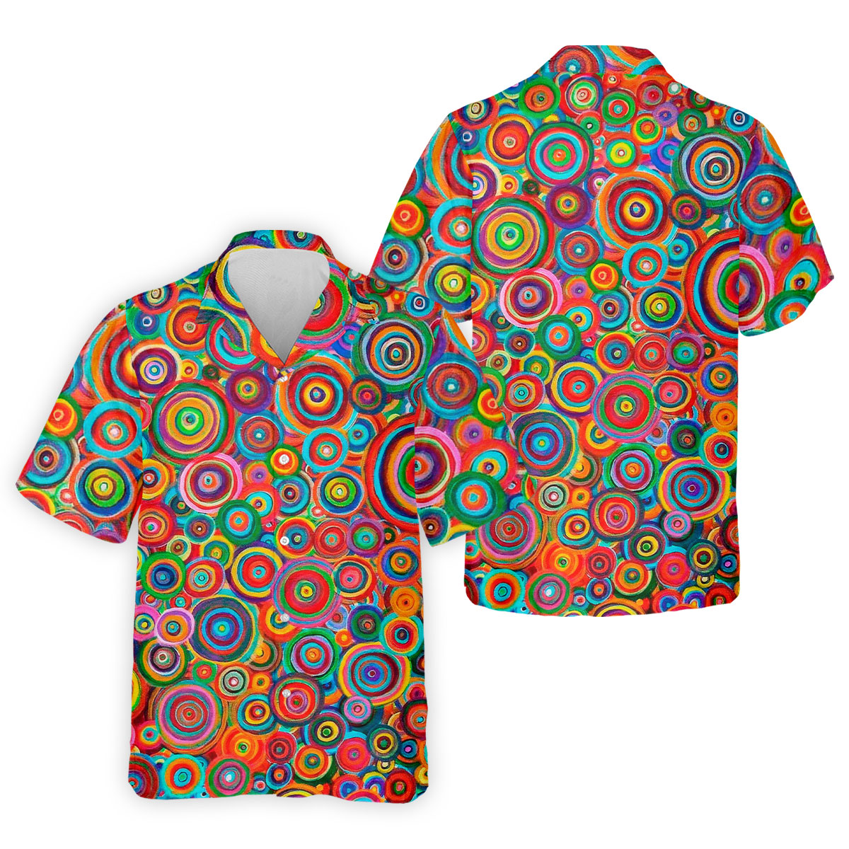 Colorful Abstract Circle Pattern Polo Shirt, Printed Golf Shirts, Hawaiian Golf Shirt, Mens Polo Shirts