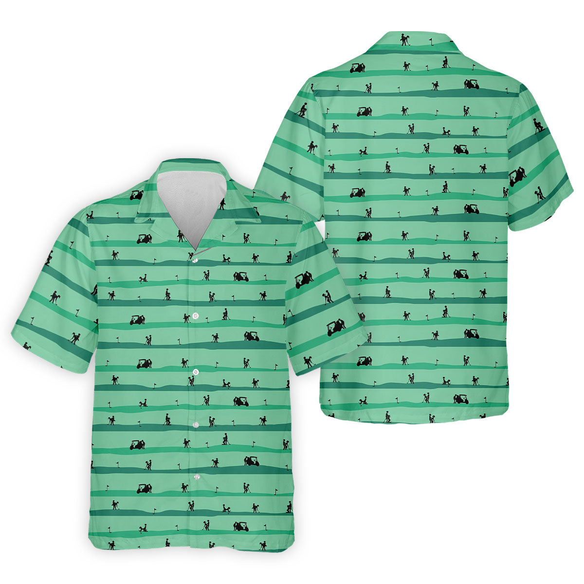 Funny Golf Couple Silhouette Pattern Polo Shirt, Golf Shirts For Men, Mens Golf Apparel