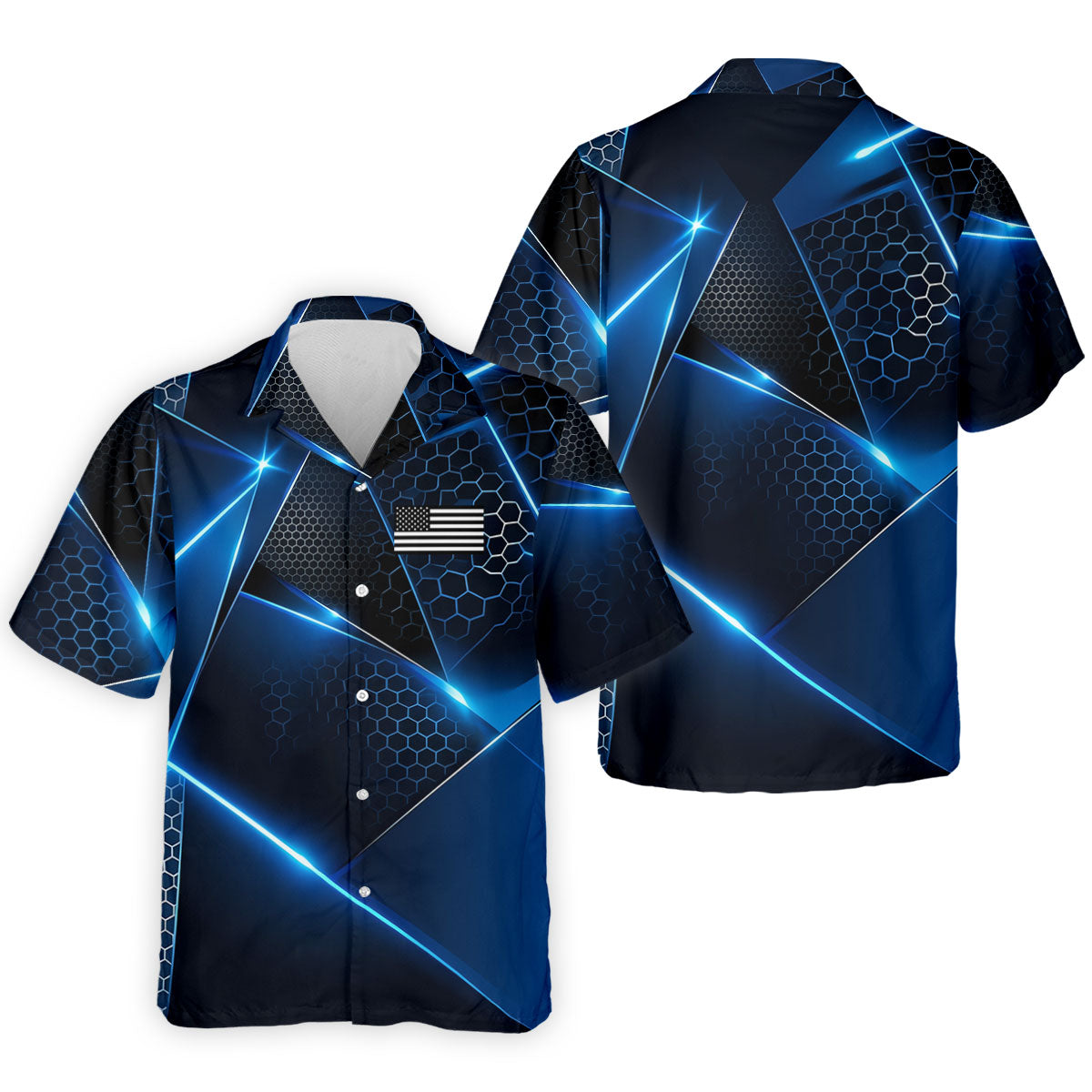Black And Blue Gradient Patriotic Golf Shirt, 250 Years 4th Of July Golf Shirts For Men
