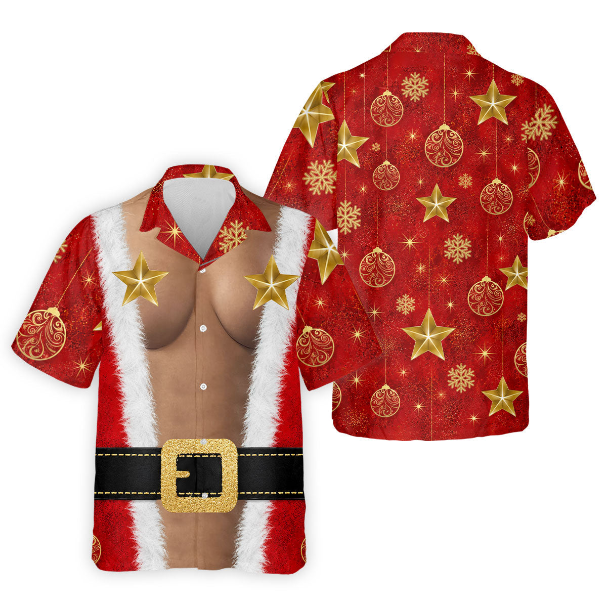 Christmas Santa Suit Gold Star Polo Shirt, Mens Golf Polo, Golf Shirts For Men