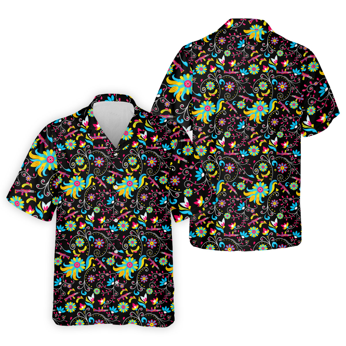 Flores De Mayo Cinco De Mayo Celebration Fiesta Themed Tropical Pattern Golf Shirts For Men