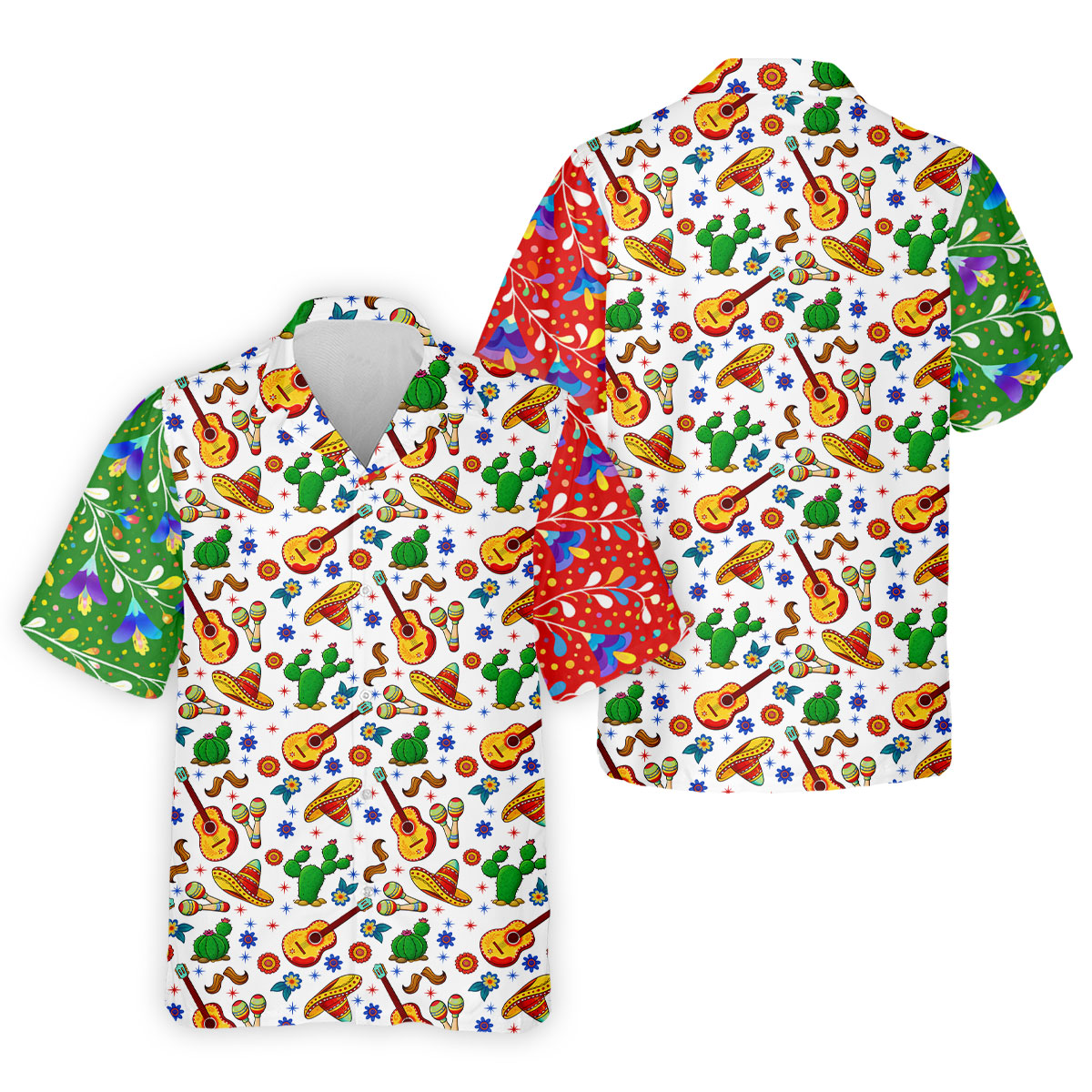 Mexican Party Seamless Pattern Golf Tops For Men, Cinco De Mayo Celebration Golf Shirts For Men