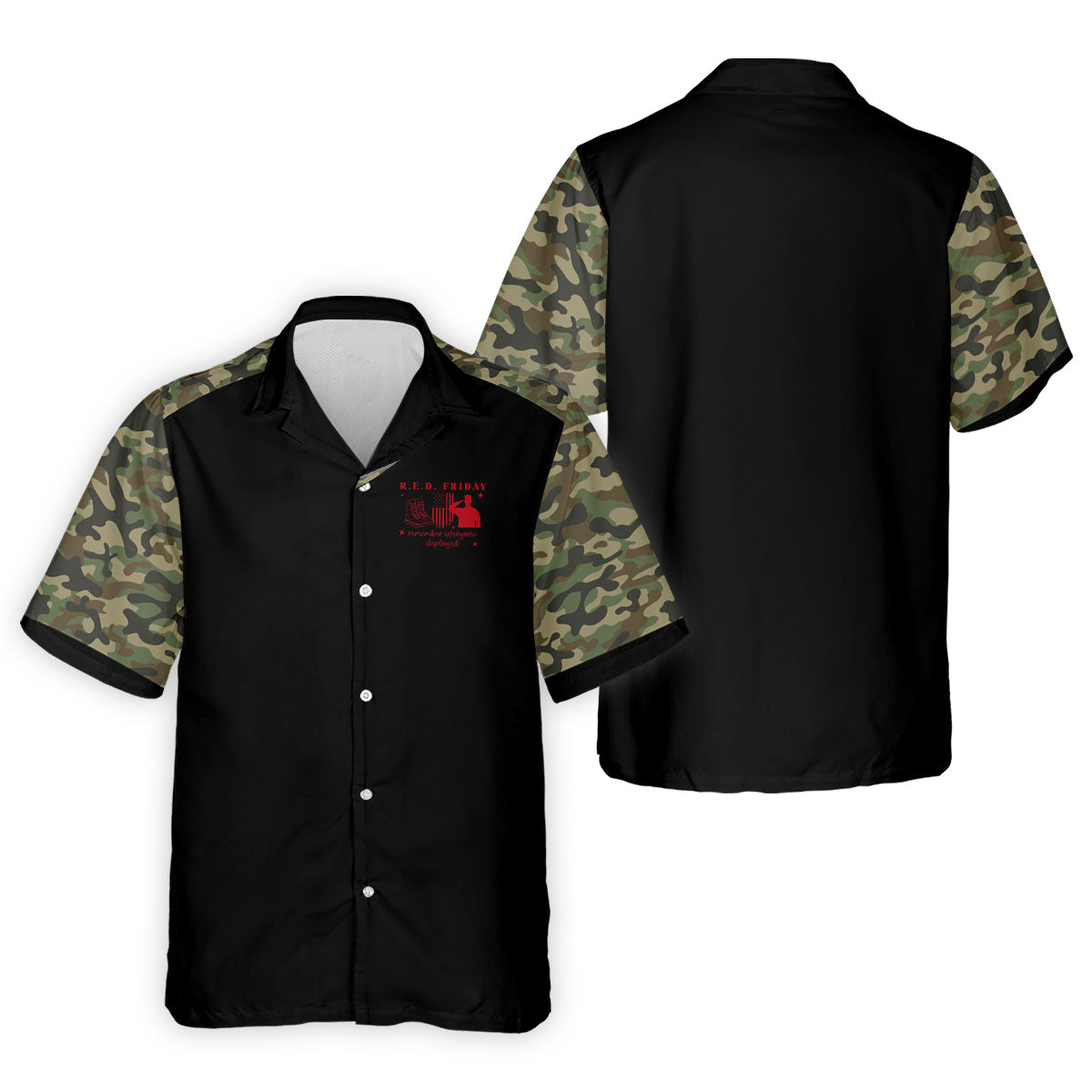 RED Friday Camo Black Patriotic 4th Of July Golf Shirt, 250th Anniversary Golf Shirts For Men