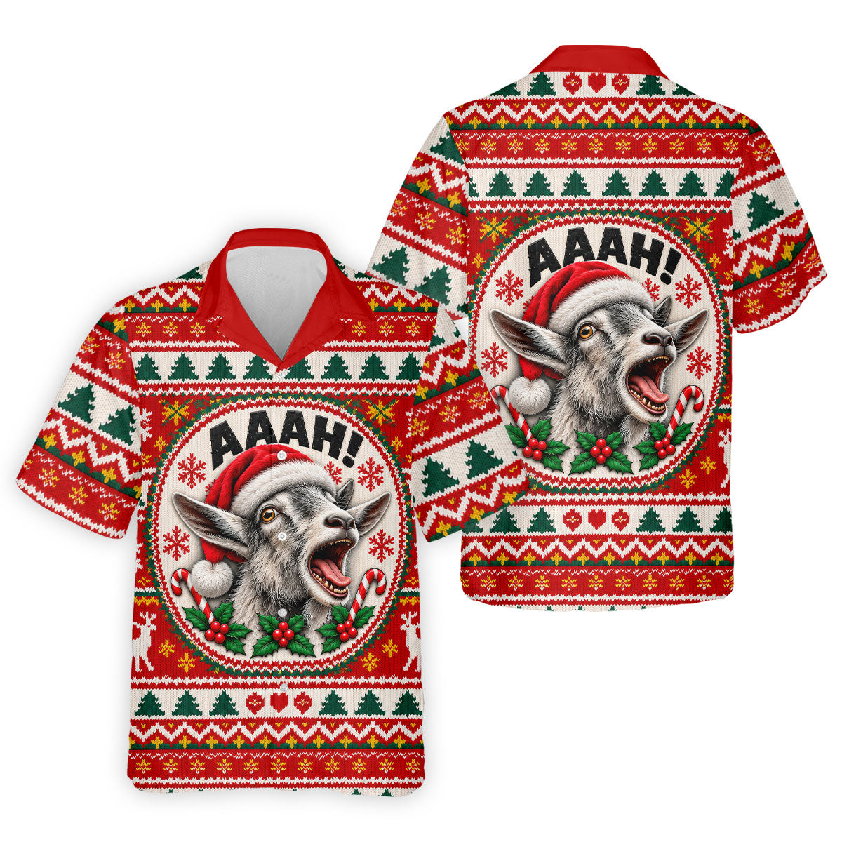 Funny Screaming Goat Christmas Golf Shirt, Golf Shirts For Men, Mens Golf Apparel